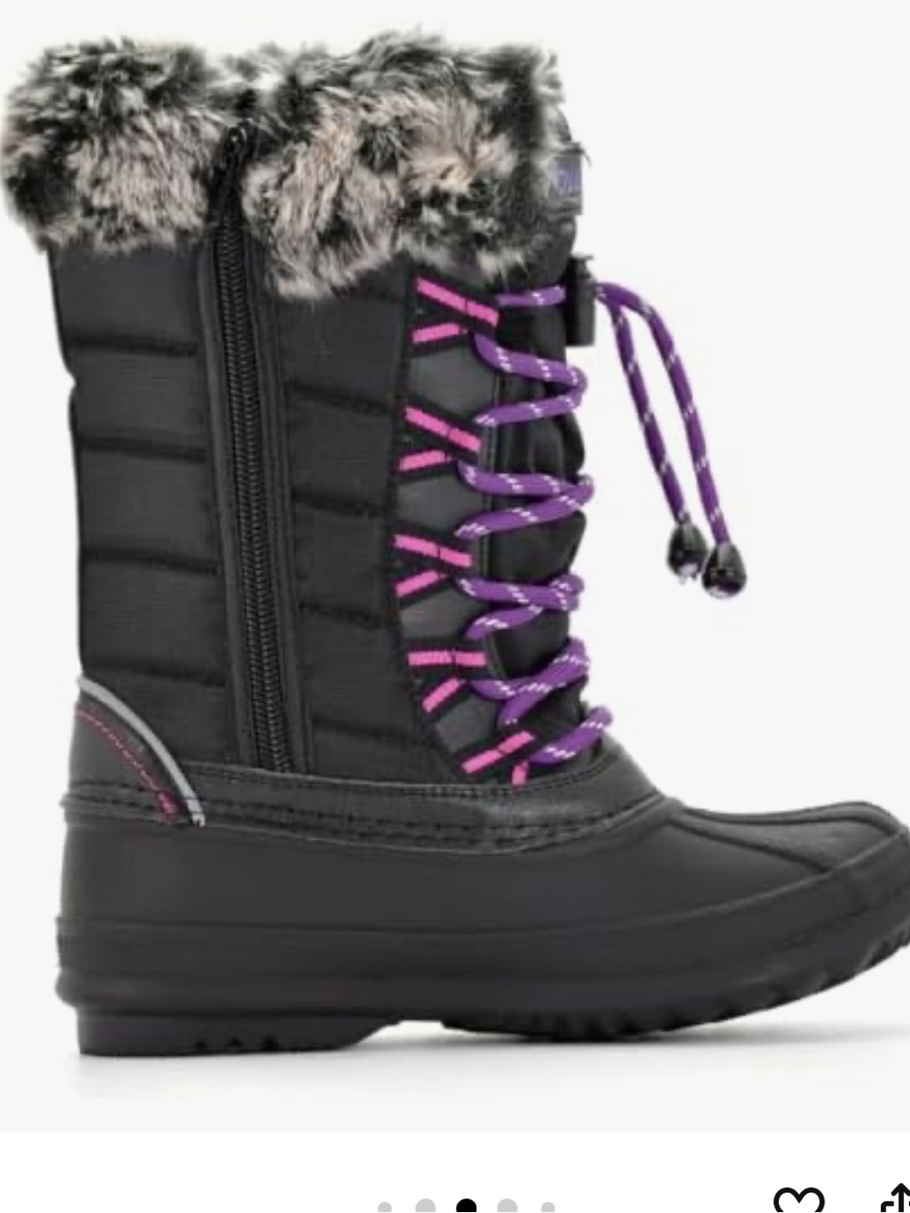 NEW! Nova Mountain Black Faux-Fur Winter Boots Girls Size 4 NWOT - Picture 2 of 12
